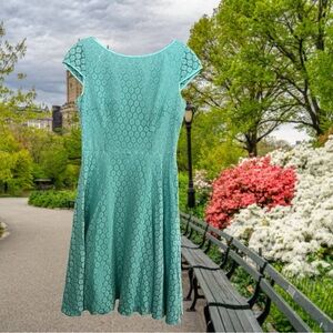 Evan Picone Aqua Floral Eyelet Dress Size 4